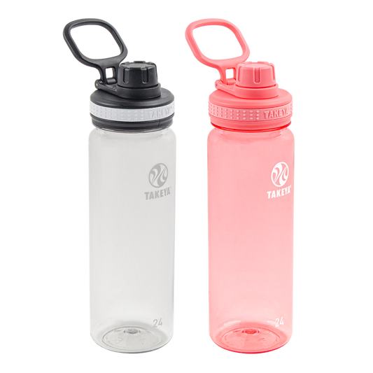 tritan-water-bottle-bundle-with-spout-lid-2-pack-h2 51689-Tritan-Spout-24-2pk-Clear-FlutterPink-angle_2e2a67e8-7240-4517-90e1-85605eacf4b2.png